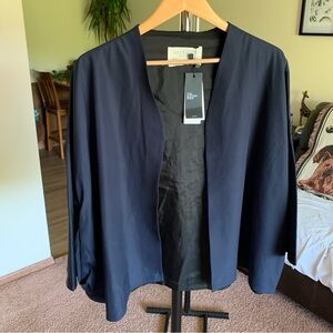 Hackwith Design House Navy Demi Blazer Open Front Jacket NWT